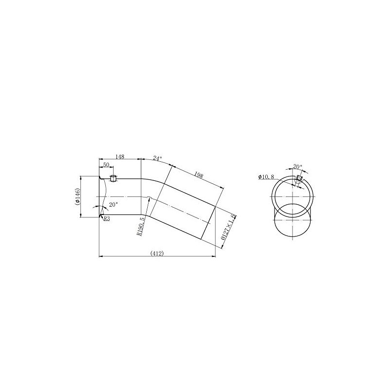 TBOZZ Exhaust Elbow Connector 24 Degree 5" Steel Aluminized FLG/OD,K180-17915