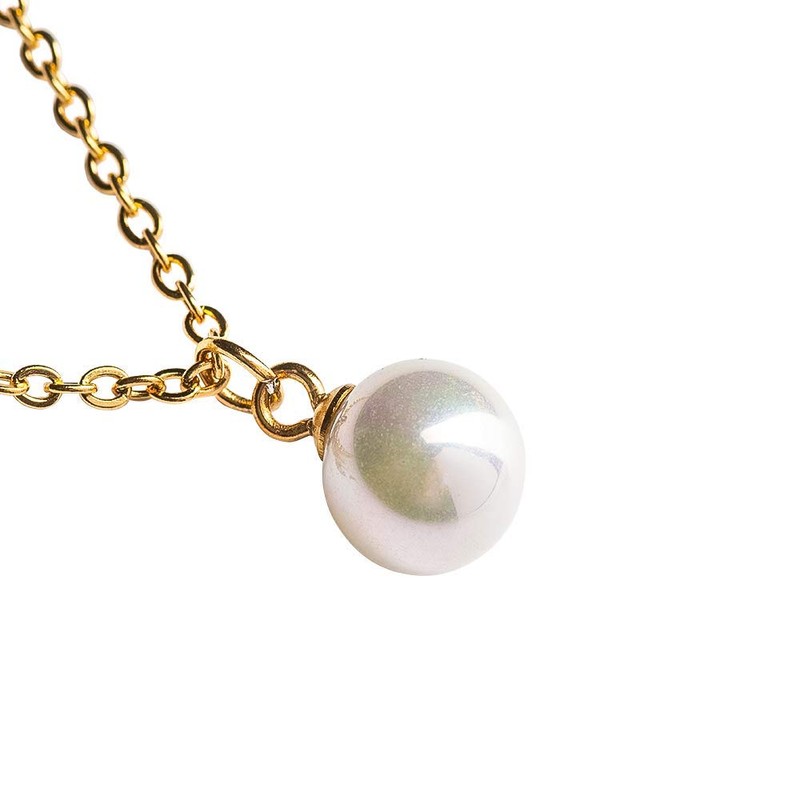 LuckyLy Collar de Mujer con Perla, Cadena de Acero Inoxidable