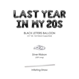 PartyForever LAST YEAR IN MY 20S Balloons Banner Black 29th Birthday Party Decorations Sign