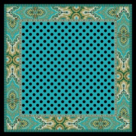 Lorenzo Cana Luxury Girls Silk Scarf Elaborately Printed Cloth 100% Silk 70 cm x 70 cm Harmonious Colours Scarf Turquoise, blue