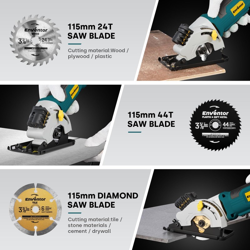 Enventor Mini Circular Saw, 4.8A Electric Circular Saws Corded with