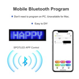 Exspeky Upgraded LED Name Badge Cellphone Programmable Rechargeable Name Tag for Restaurant Shop Exhibition Nightclub Hotel(Blue)