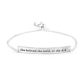 Verona Jewelers Inspiration Bracelets for Women Sterling Silver She Believed She Could So She Did Adjustable Bolo Bracelet for Women, Adjustable Bracelets for Women..