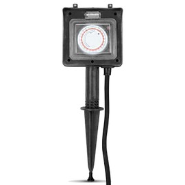 PerfectHD PerfectHD Gartensteckdose 2-fach - Au?ensteckdose mit Zeitschaltuhr - Mehrfachsteckdose - IP44 - mit Erdspie? - schwarz - 15 Varianten