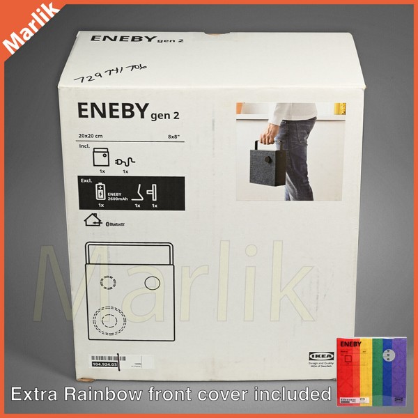 IKEA Eneby Gen 2 Bluetooth Speaker 8x8" Black w/ Blue