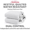 Sunbeam Electric Premium Water Resistant Restful Quilted Heated Mattress Pad,