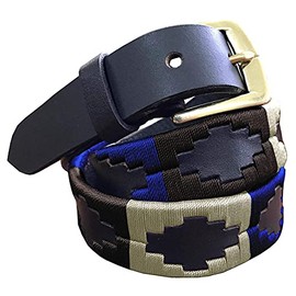 CARLOS DIAZ Boys Girls Kids Premium Unisex Brown Leather Embroidered Designer Polo Belt, Brown - Size: 65 cm