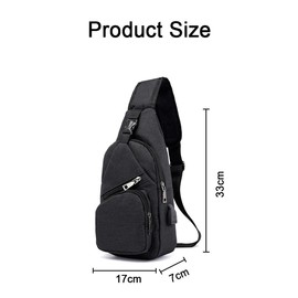 Sling Bag Backpack Chest Shoulder Bag Anti Theft Crossbody Gym Daily Backpack with USB Charging Port for Outdoor Cycling Travel Hiking (Black)