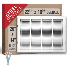 Fits 20x14 Duct Opening | Steel Return Air Filter Grille by Handua [Removable Door] | Vent Cover Grill | White | HVAC Cold Air Intake Grille | Out Dim: 22 5/8"W X 16 5/8"H