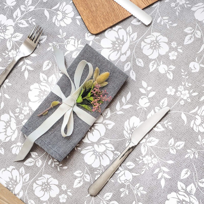 Dehaus® Wipe Clean Table Cloth - M Grey Floral Bloom