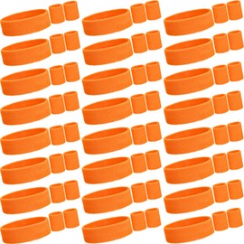 Yuxung 72 Pcs Neon Sweatbands Set 24 Pcs Athletic Headband 48 Pcs Tennis Gymnastics Wristbands International Countries Sports Games Competitions for Men Women Party Supplies(Neon Orange)