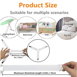 Kettion 4 Piezas Sujetadores de Sábana de Cama, Tirantes para Sábanas Correas de Soporte para Sábanas Triángulo Ajustable Tirantes elásticos Sujetador Portaherramientas Correas Clip para sábanas,
