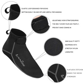 OMGear Water Socks Neoprene Socks Beach Booties Shoes 3mm Glued Blind Stitched Anti-Slip Wetsuit Boots Fin Swim Socks (3mm Low Cut/Grey, 3XL(Men 13-14,women13-15))