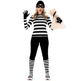 Morph Women's Convict Costume, Prisoner Costume, Thief Costume, Women's Prisoner Costume, Women's Prisoner Costume, Robber Costume - XL