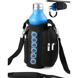 Upgraded Magnetic Gym Water Bag, Water Bottle Tumbler Carrier Holder with Phone Pockets & Shoulder Strap,6 Built-in Magnets Bottle Pouch Sleeve, Magnetic Bag Gym Accessories Organizer for Men Women