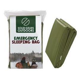 Soild Gears Outdoors Emergency Sleeping Bag Thermal - Use as Emergency, Survival Sleeping Bag, Mylar Emergency Blanket, Waterproof - Green (Green)