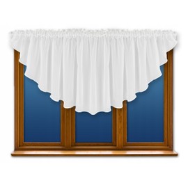 FKL DESIGN Home Deco Beautiful Ready-Made Curtain Window Curtain with Ruffle Tape Voile with Pleated Tape Ruffle Tape Store Bow Short Modern White 80 x 300 cm LB-164