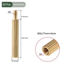 YOKIVE Pack of 60 M2 Spacers Screws Brass Knurled PCB Spacers Keep Height Consistent Perfect for Motherboard (Gold Tone 17 mm + 4 mm)