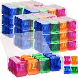 Aodaer 120 Pieces Mini Manual Dual Hole Pencil Sharpeners with Lids Small Handheld Pencil Sharpener Bulk for Back to School Supplies Crayon Students Office and Home