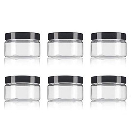 6PCS 250ML/8oz Clear Plastic Cosmetic Jar Refillable Empty Cosmetic Containers with Black Lid Round Storage Jars Cream Lotion Box Ointments Bottle Food Bottle Makeup Pot Jar