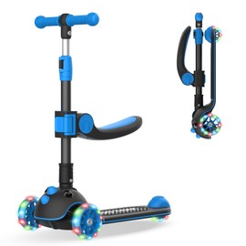 Gotrax KS3 Pro Kick Scooter for Kids, One Key Removable Seat & 3 Extra Wide PU Light-Up Wheels and Anti-Slip Deck, Adjustable Height Handlebar and Lean-to-Steer, Foldable Scooter for Children Aged 2-8