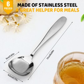 6 Pieces Square Soup Spoons, 6.69 Inch Dessert Spoons Stainless Steel, Korean Style Square Sugar Spoon, Stainless Steel Measuring Spoon (Stainless Steel)