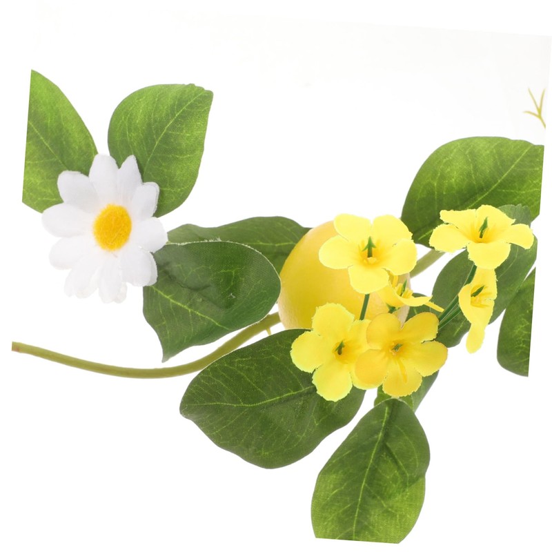 CAXUSD Lemon Garland Artificial Decor Green Leaves Foam and Cloth
