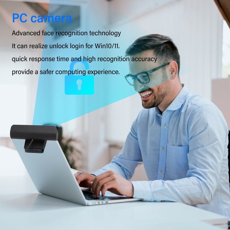 Facial Recognition Webcam for Windows 10 11 2MP 1920x1080P HD
