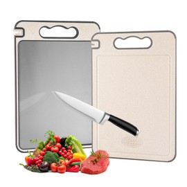 Double Sided Titanium Chopping Board for Meat and Vegetables, Durable, Scratch-Resistant Mesh Design for Separate Handling of Meat and Vegetables, Dishwasher Safe Cutting Board