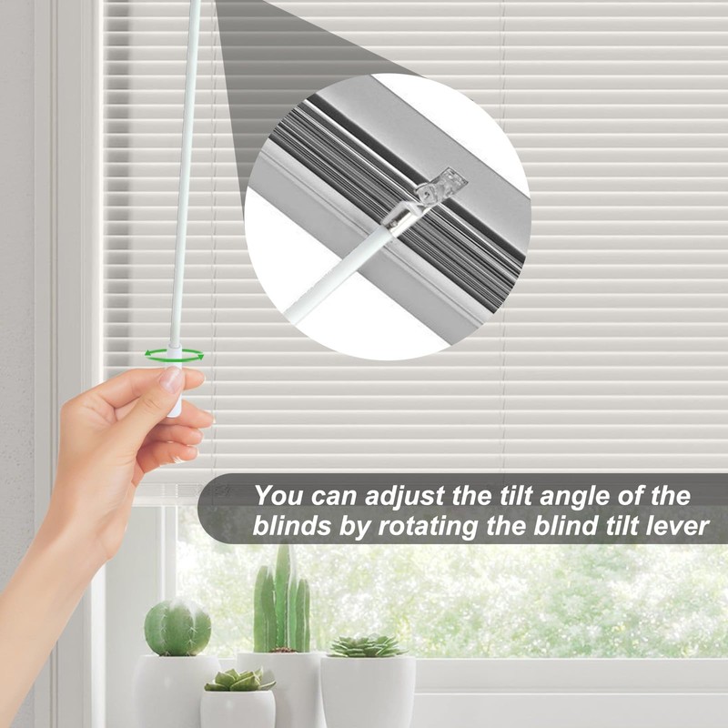 17 inch White Fiberglass Blinds Stick Replacement with Metal Hook,