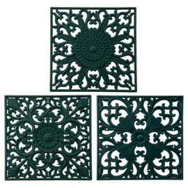 Kalsreui Silicone Trivets Mats for Hot Dishes, Square Trivet Hot Pads for Kitchen Counter, Trivet for Hot Pots and Pans, Thick Heat Resistant Mat for Quartzs, Kitchen Tabletops Pot Holder Set 3 Green