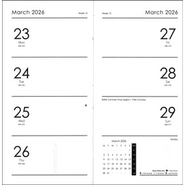 2026 Slim Week to View Diary – Floral Hardback Cover Diaries – Casebound Slimline Planner with Ribbon Marker – Full Year Diary Runs Dec 2025 to Jan 2027 – Quality FSC Paper – 15.7cm x 8.2cm (Grey)