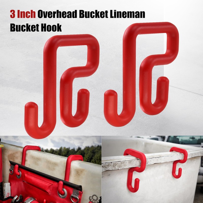 CNQLIS 2 Pack Red Bucket Hooks, Lineman Bucket Tool Holder