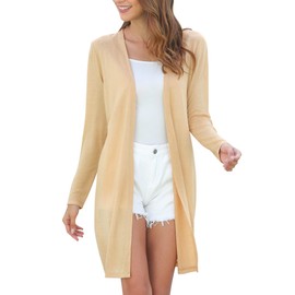 MessBebe Women Knit Long Sleeve Sweater Cardigans Chunky Soft Open Front Drape Fall Cardigan for Women, Medium, Light Camel