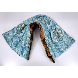 Tranquil Elegance Handmade Soothing Wrap Heating Pad - Dual Sided Satin Brocade & Velvet - Flax Seed Fill - Unscented - Blue Lagoon - TSW-BL