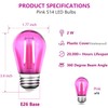 GUILEDUO 15 Pack S14 LED Pink String Light Bulbs, Shatterproof