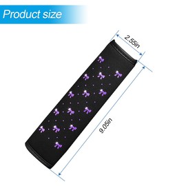 KHGUZ Bling Car Seat Belt Cover, 2PCS Rhinestone Cute Bow Comfort Vehicle Seatbelt Shoulder Pad, Diamond Automotive Interior Harness Neck Cushion Protector Accessories, Universal Fit (Purple)