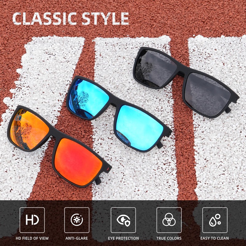 Ninesun Classic Square Sunglasses for Men and Women Lightweight Polarized
