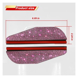 UHANBUT 2PCS Bling Car Side Mirror Rain Visor Guard, Rhinestones Automotive Rear View Mirror Rain Eyebrows, PVC Rainproof Vehicle Side Mirrors Smoke Shade Cover for Car, Truck, SUV (Pink)