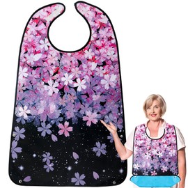 varlldibao Adult Bibs for Women,1 Pack Adult Bibs for Elderly Women,Waterproof Bibs for Adults,Reusable Adult Bibs for Eating with Optional Crumb Catcher,Gifts for Mom Grandma