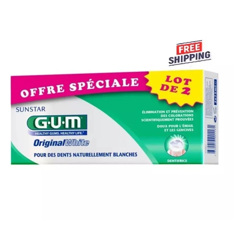 Sunstar 2 PACK Sunstar GUM ORIGINAL White Toothpaste 75ml EXP
