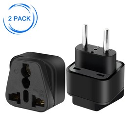 Strhowill (2pack) EU Plug 2 pin to 3 Hole a Variety of National Socket Travel Conversion Plugs,European Standard Plug Travel Adapter,2 Prong Plug to 3 Hole Socket for AUS/US/UK (Black)