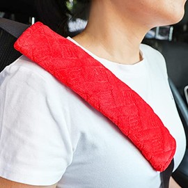 JUSTTOP 2-Pack Universal Car Seat Belt Pads Cover for A More Comfortable Driving, Seat Belt Shoulder Strap Covers Harness Pad for Car Interior Accessories(Red)