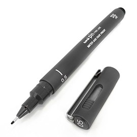 Uni Pin Fineliner Drawing Pen - Dark Grey Tone - 0.5mm - Single