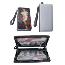 Youkang Sublimation Wallet Women's Zipper Card Holder Storage Bag Women's Travel Clutch Wristband DIY Craft (Grey), Grey