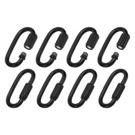 PATIKIL 5mm Chain Quick Links, 8 Pack Chain Connector Screw Locking Clips Hook Oval D Ring for Chandelier Backpack Tent, 304 Stainless Steel 661 Lbs Black