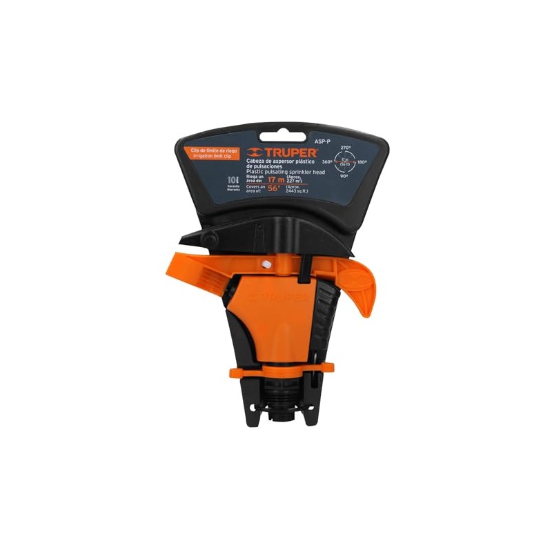 Truper ASP-P, Aspersor plástico cabeza sola, clip de límite de
