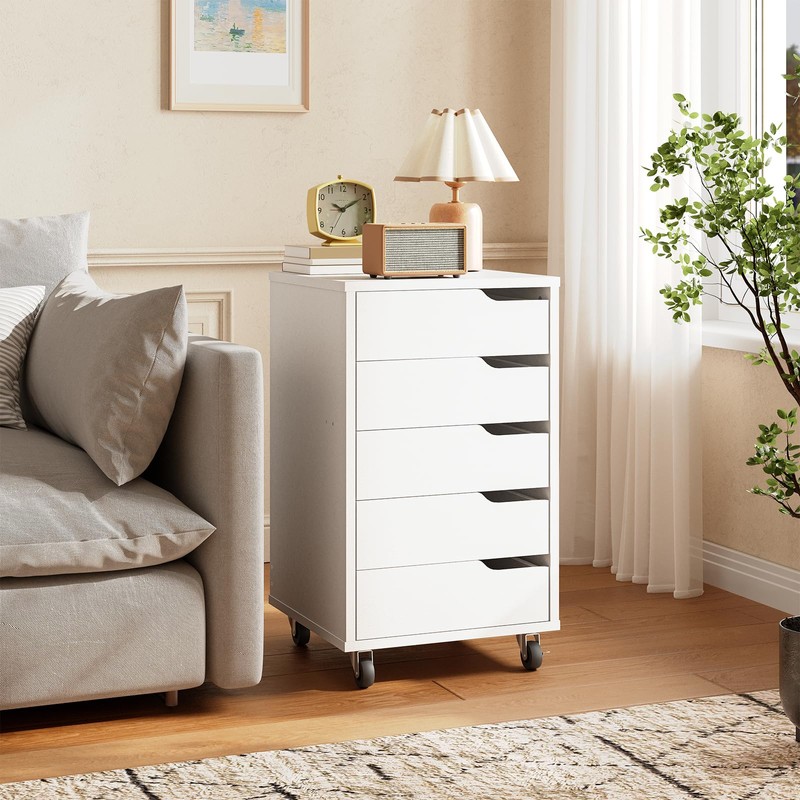 HOOBRO 5-Drawer File Cabinet, Under Desk Mobile Filing Cabinet with