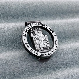 CGEAMDY Pack of 2 St. Christopher Guardian Angel Sun Visor Clip, Car Saint Christopher Visor Clip, St. Christopher Badge Car Sun Visor Clip (Silver)