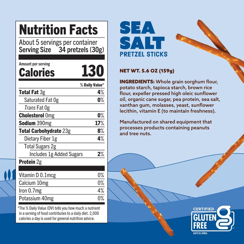Quinn Gluten Free Sea Salt Pretzel Sticks - Whole Grain,